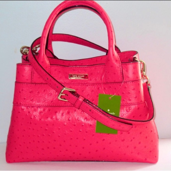 NEW $428 Kate Spade New York Provence Pink Bag Ostrich Leather Desert Rose - Picture 1 of 7